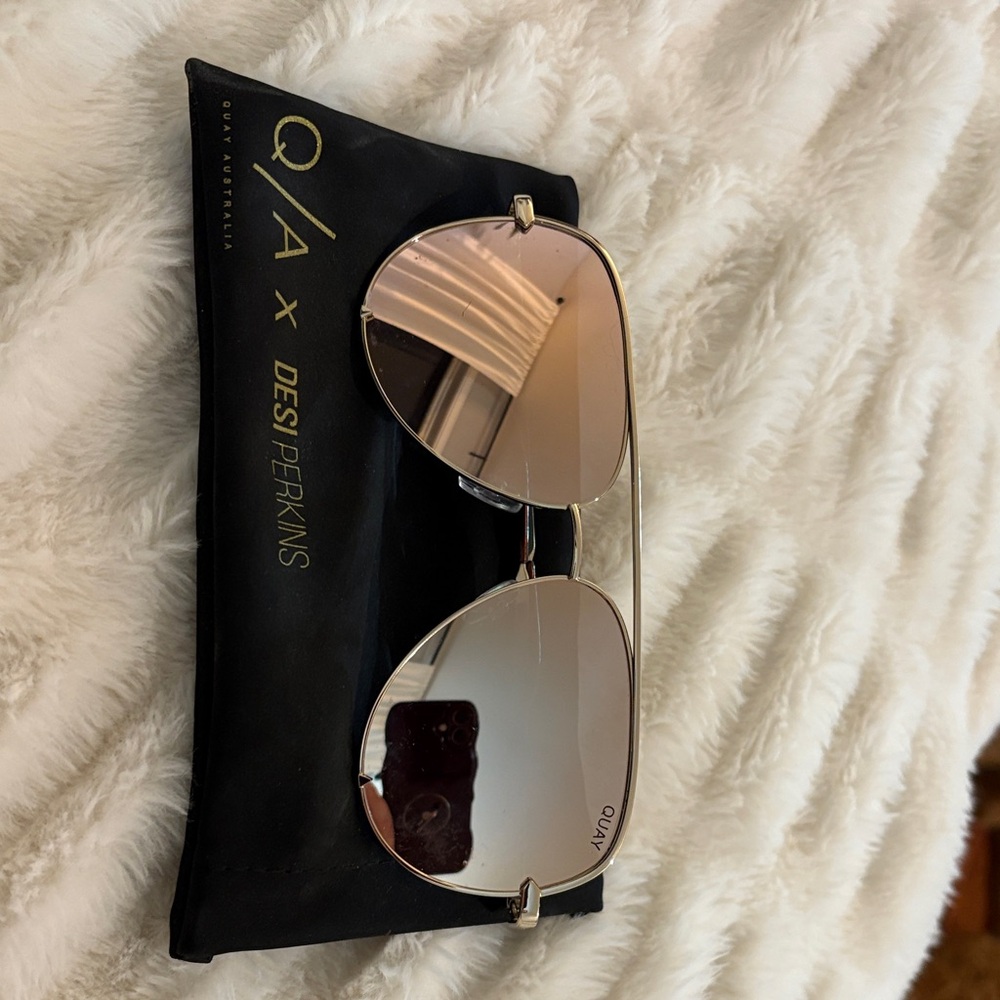 Quay Australia x Desi Perkins High Key Gold Aviator Sunglasses